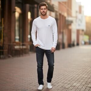 Aéropostale Heritage Thermal Long Sleeve Shirt XL –White 100% Cotton Waffle Knit